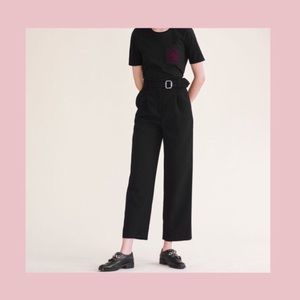 MAJE High Waist Belted PASTOL Wide Leg Crop Pant